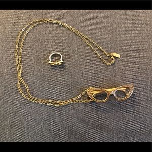 Kate Spade eyeglasses necklace & ring